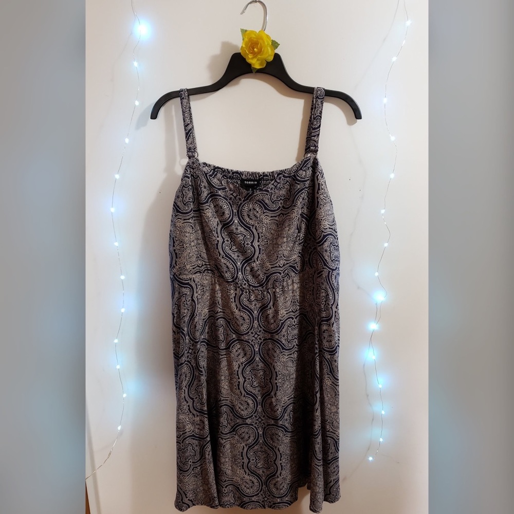 Navy and Cream Patterned Torrid Dress